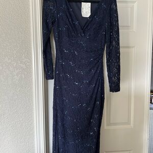 Elegant Navy Lace Dress